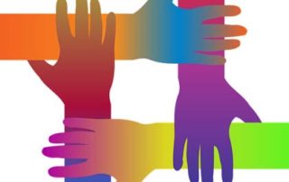 Hands connecting in a square